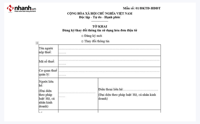 Quy định thay đổi nội dung thông tin đăng ký sử dụng hóa đơn điện tử