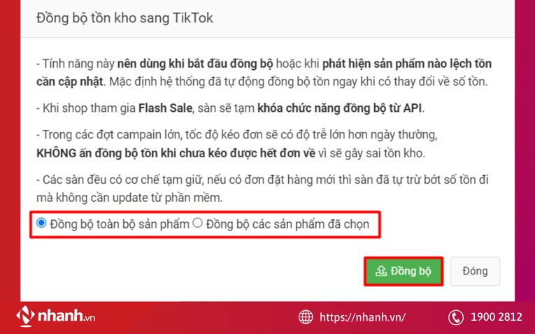 Cách đồng bộ kho hàng TikTok Shop