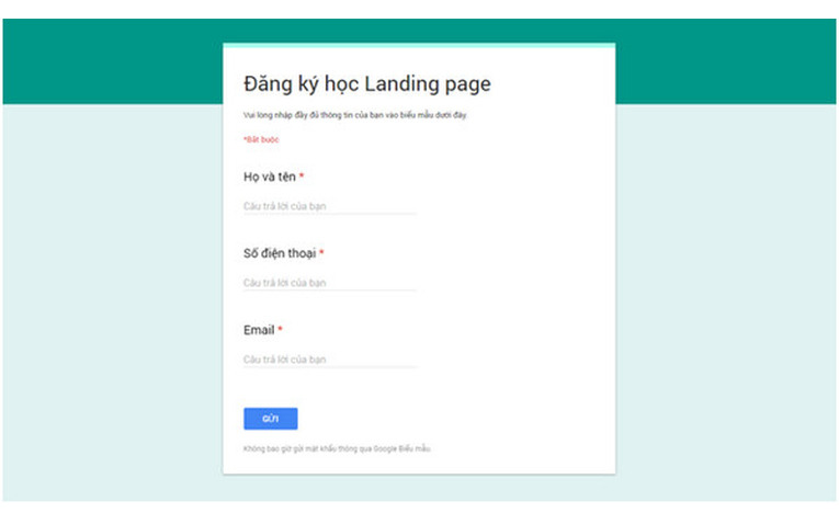 Hướng dẫn tạo Form đăng ký trên Google drive