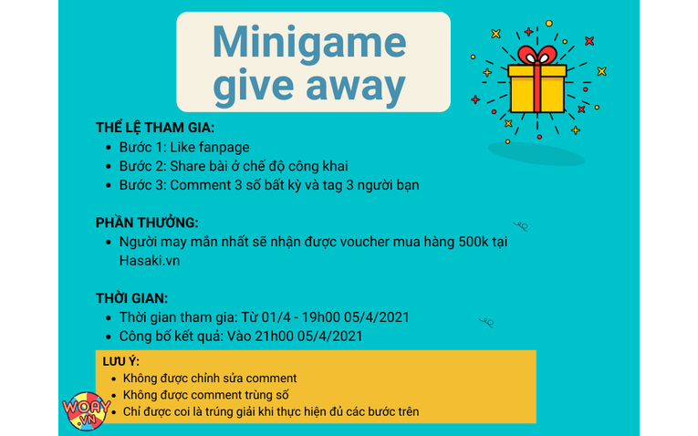 Một minigame give away được tổ chức