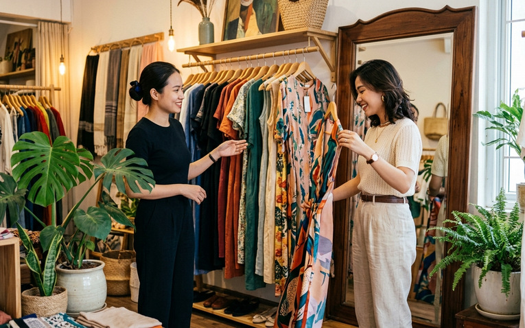 Nhân viên tư vấn chọn mua giày dép và phụ kiện thời trang