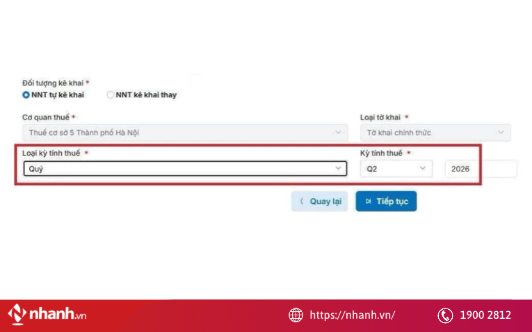 Xác định kỳ tính thuế