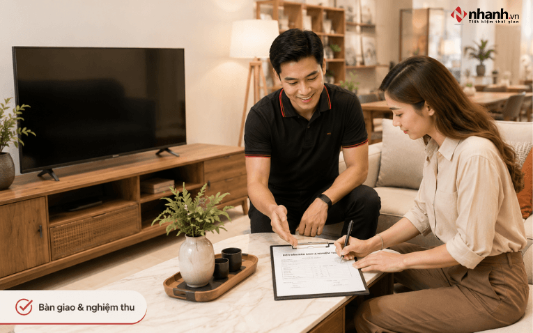 Bàn giao và nghiệm thu nội thất sau khi lắp đặt