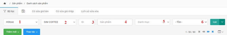 Bộ lọc sản phẩm cơ bản trên Nhanh.vn giúp người bán dễ dàng tìm kiếm sản phẩm
