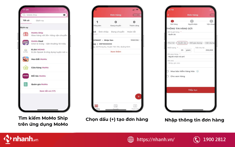 Các bước tạo đơn hàng nhanh trên MoMo ShipCác bước tạo đơn hàng nhanh trên MoMo Ship