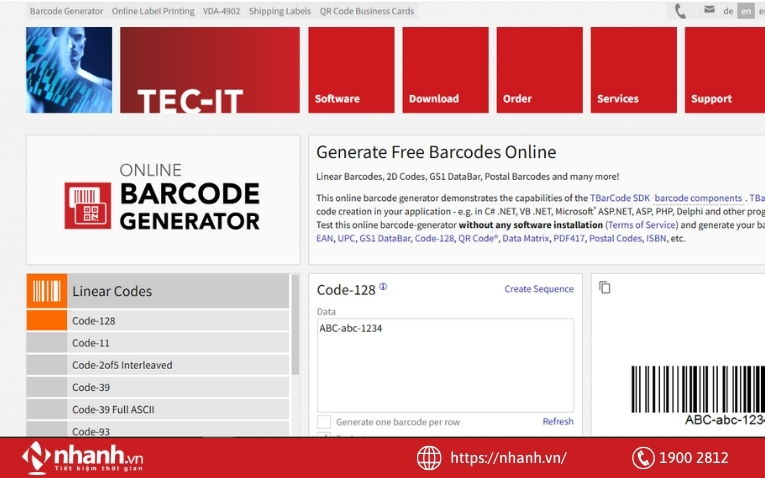 Cách tạo mã vạch online với trang web TEC IT