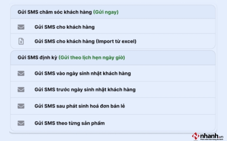 Cài đặt SMS đến cho các khách hàng có sinh nhật, đã mua hàng,... trên phần mềm