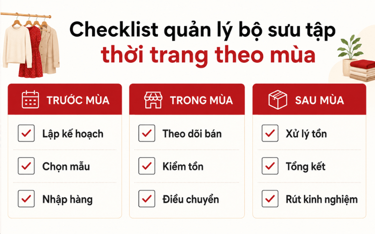 Checklist quản lý bộ sưu tập thời trang theo mùa
