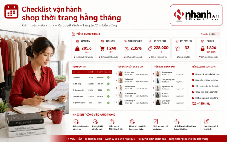 Checklist vận hành shop thời trang hằng tháng