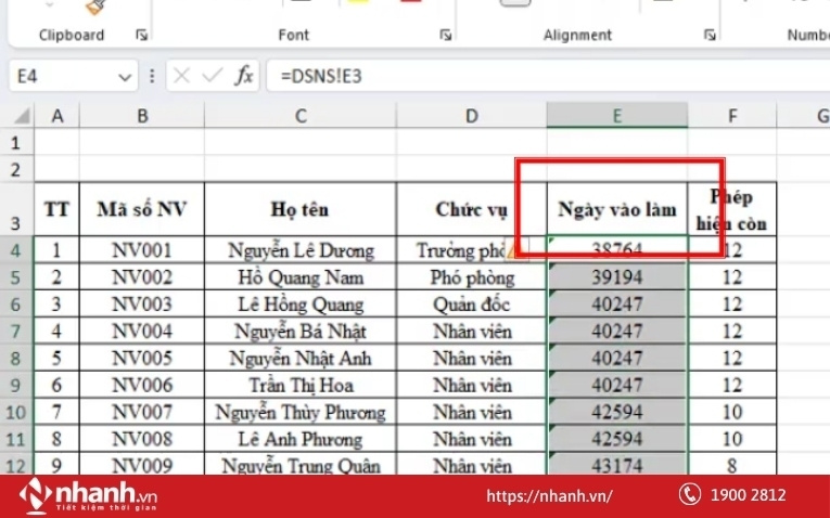 Chỉnh sửa lại định dạng dữ liệu khi Copy dữ liệu sang Sheet Bảng chấm công