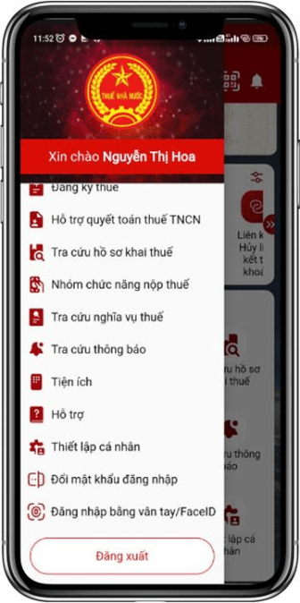 Chọn biểu tượng Menu
