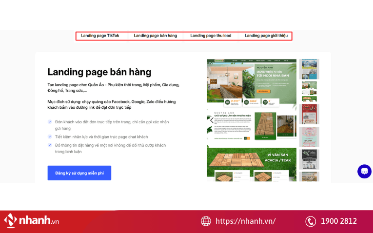 Chọn kiểu Landing Page