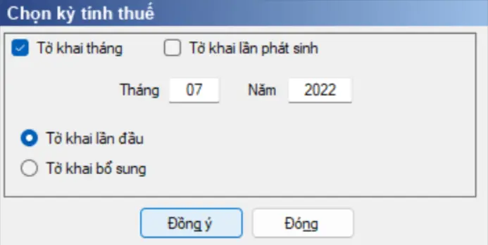 Chọn kỳ kê khai