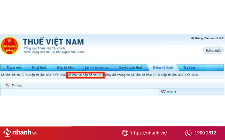 Chọn mục Kê khai và nộp hồ sơ đăng ký thuế