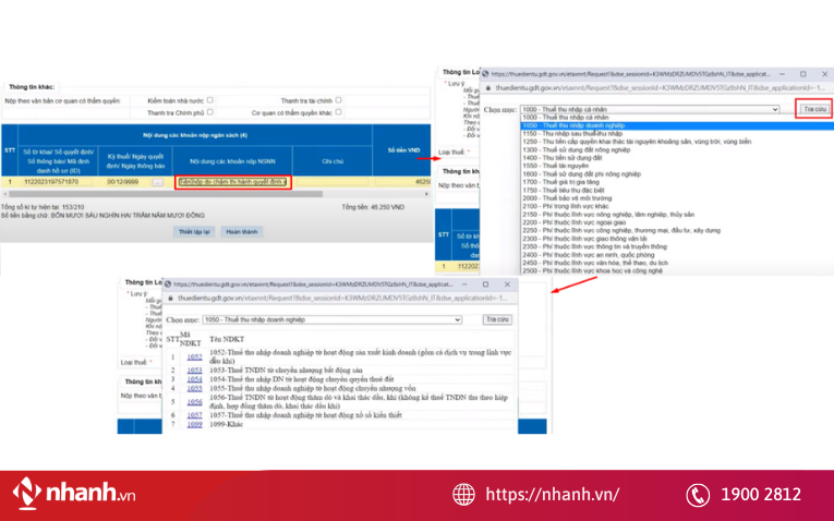 Chọn nội dung và bấm tra cứu