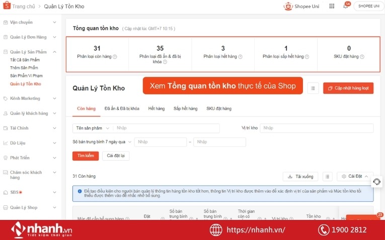 Luôn chú ý cập nhật tồn kho thường xuyên