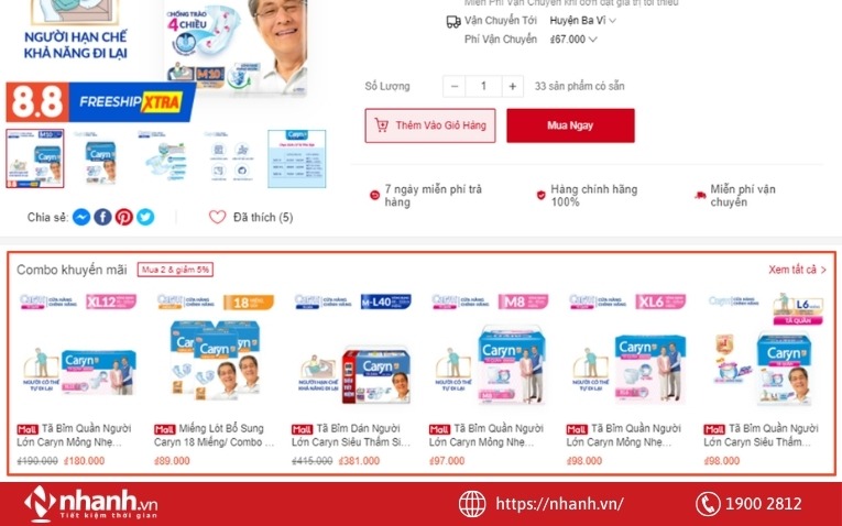 Combo khuyến mãi trên Shopee