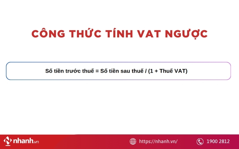 Công thức tính VAT ngược