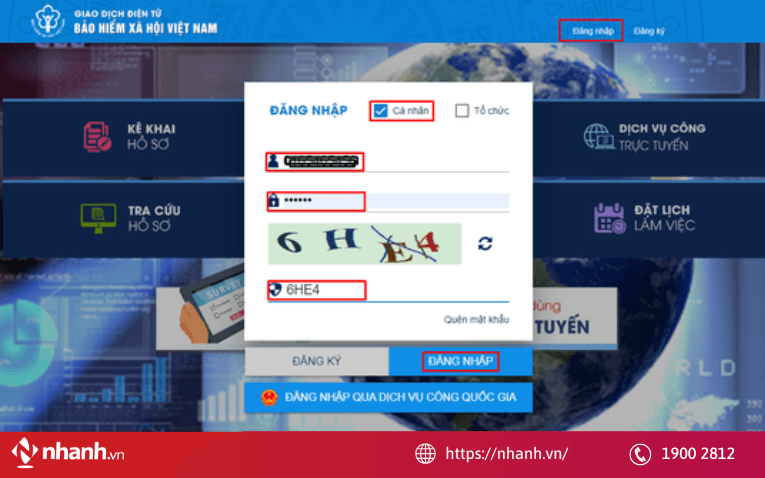 Đăng nhập vào Cổng Dịch vụ công BHXH Việt Nam