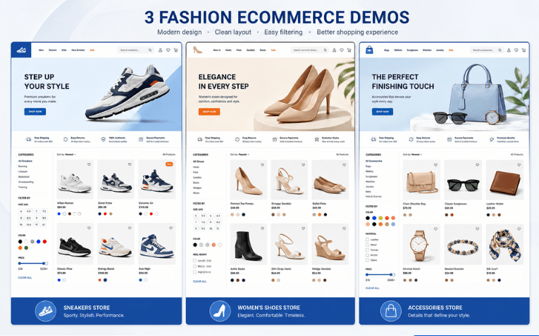 Demo website giày dép và phụ kiện thời trang