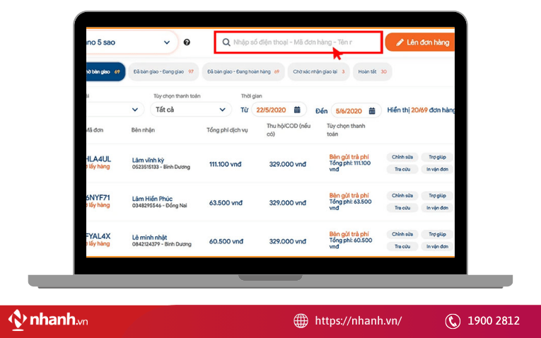 Điền đầy đủ thông tin chi tiết mã vận đơn