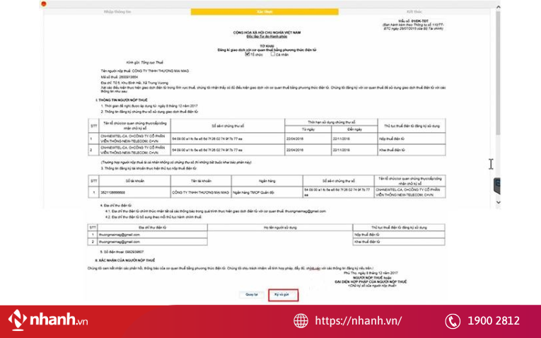 Doanh nghiệp ký số và gửi hồ sơ đăng ký đến Tổng cục Thuế