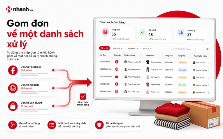 Gom đơn Facebook website và sàn vào một danh sách