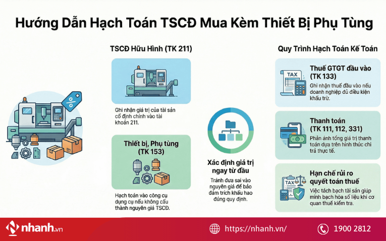 Mua TSCĐ hữu hình nhận kèm thiết bị phụ tùng thay thế