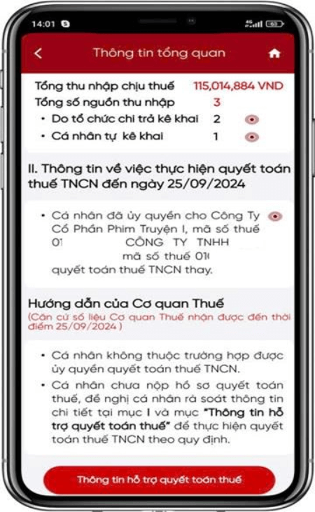 Hệ thống hiển thị màn hình kết quả tra cứu