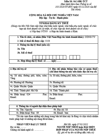 Mẫu số 04.1 DK TCT