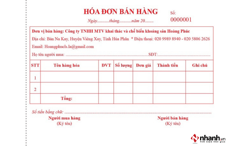 Hóa đơn bán lẻ là loại chứng từ do người bán lập và giao cho người mua