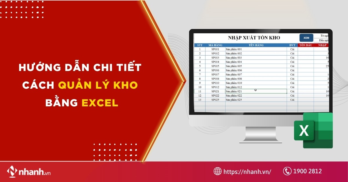 cách quản lý kho bằng Excel