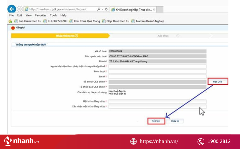 Doanh nghiệp kê khai thông tin đăng ký tài khoản nộp thuế điện tử
