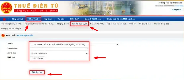 Kê khai tờ khai thuế nhà thầu