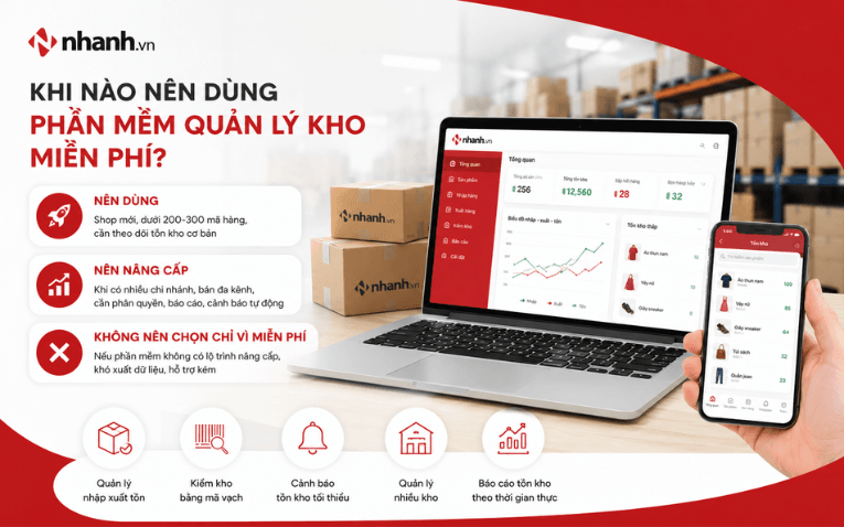 Khi nào nên dùng phần mềm quản lý kho miễn phí/trả phí?