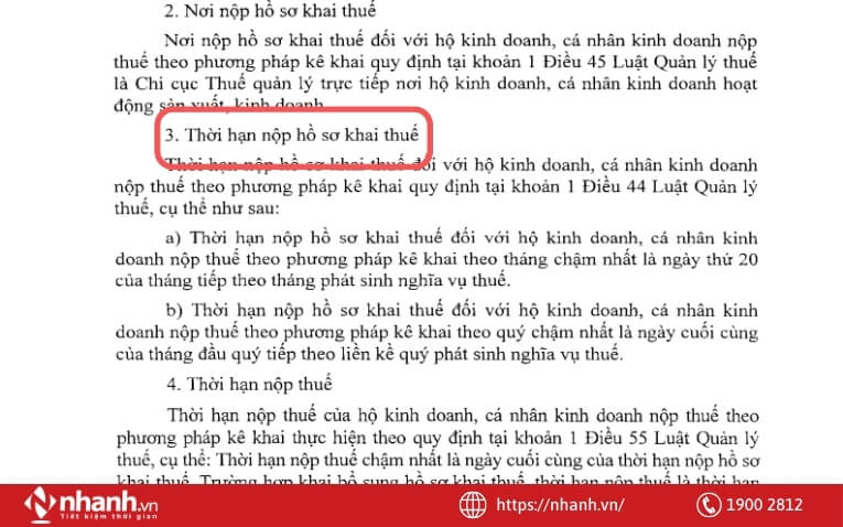 Khoản 3 điều 11 Thông tư 40/2021/TT-BTC quy định về thời hạn nộp hồ sơ khai thuế