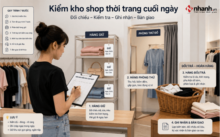 Kiểm kho shop thời trang cuối ngày