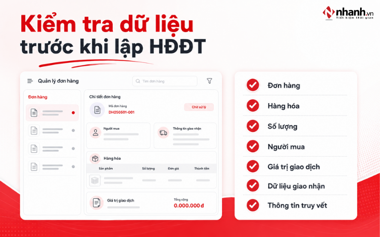 Checklist dữ liệu cần kiểm tra trước khi lập hóa đơn điện tử cho đơn Lazada