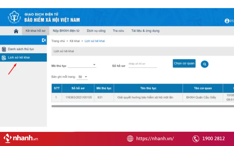 Kiểm tra thông tin hồ sơ đã nộp