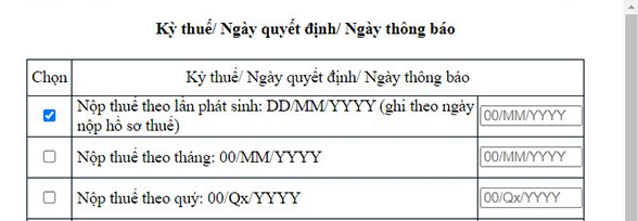 Tích vào lựa chọn phù hợp và điền thông tin