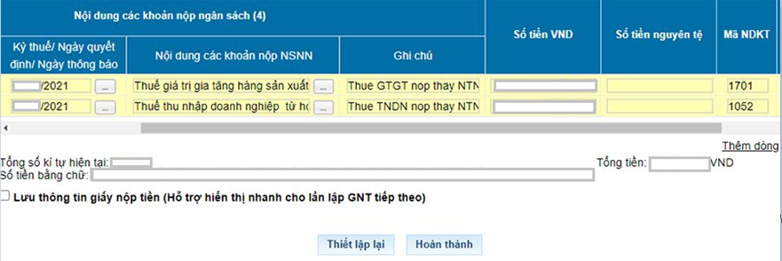 Kỳ thuế/Ngày quyết định/Ngày thông báo