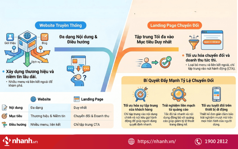 Landing page có giải quyết được vấn đề của website không?