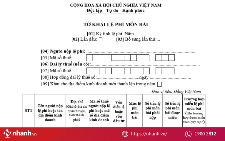 Lệ phí môn bài có hạn nộp cố định ngày 30/01 hàng năm