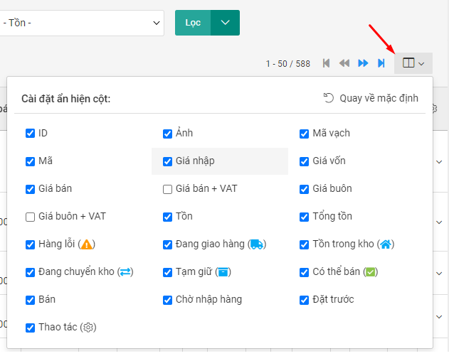 Phần mềm có thể dễ dàng tra cứu thông tin, thuộc tính của các sản phẩm