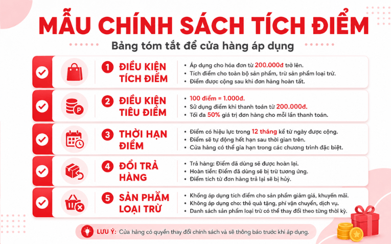 Mẫu chính sách tích điểm shop mẹ và bé