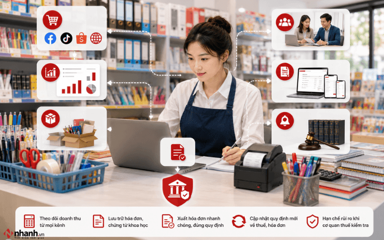 Nghĩa vụ thuế và hóa đơn điện tử khi mở cửa hàng văn phòng phẩm