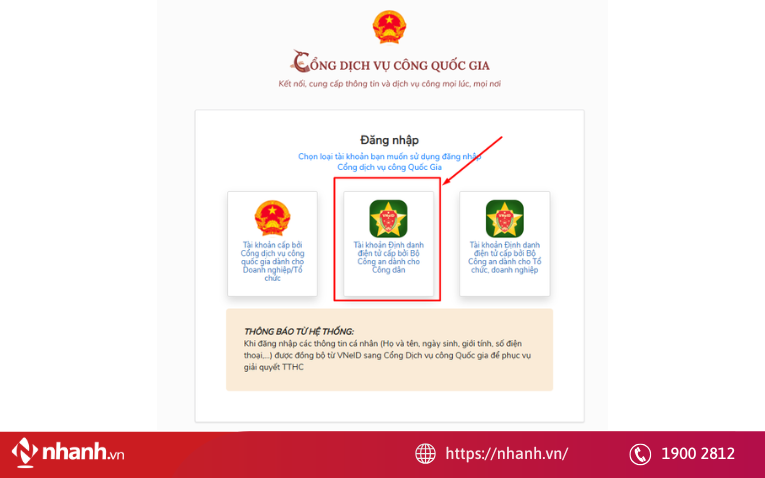 Người nộp thuế đăng nhập bằng định danh VNeID