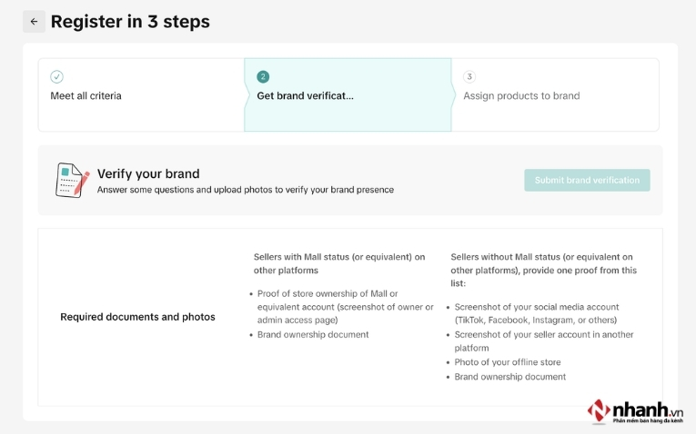 Nhận xác minh từ thương hiệu