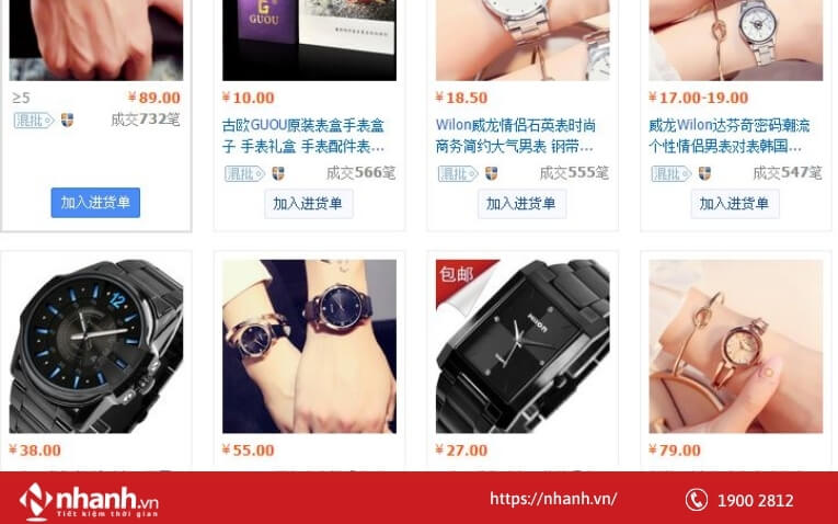 Nhập đồng hồ giá sỉ tại một sàn TMĐT Trung Quốc