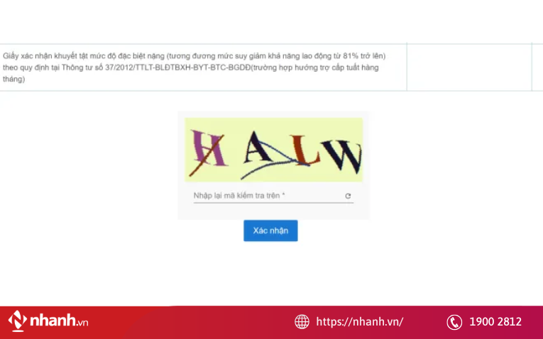 Nhập mã kiểm tra hiển thị trên màn hình